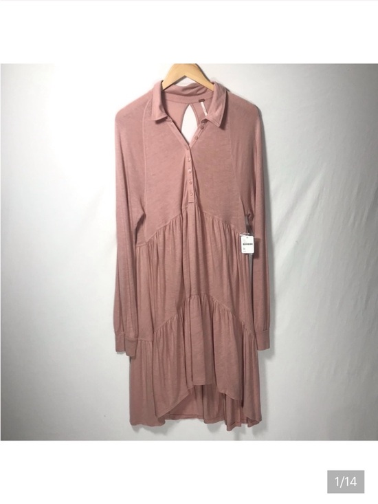 Free People Dresses & Skirts - Free People Best Girl Tunic Tiered High Low Ruffles Keyhole Back Dress Medium